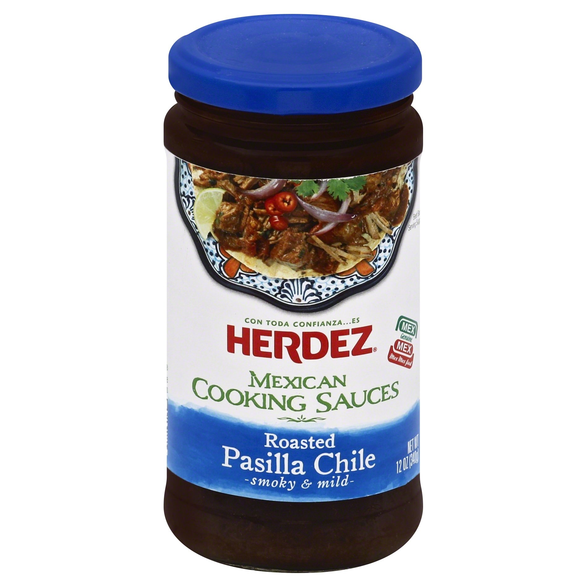 slide 1 of 4, Herdez Roasted Pasilla Chile Mexican Cooking Sauce, 12 oz
