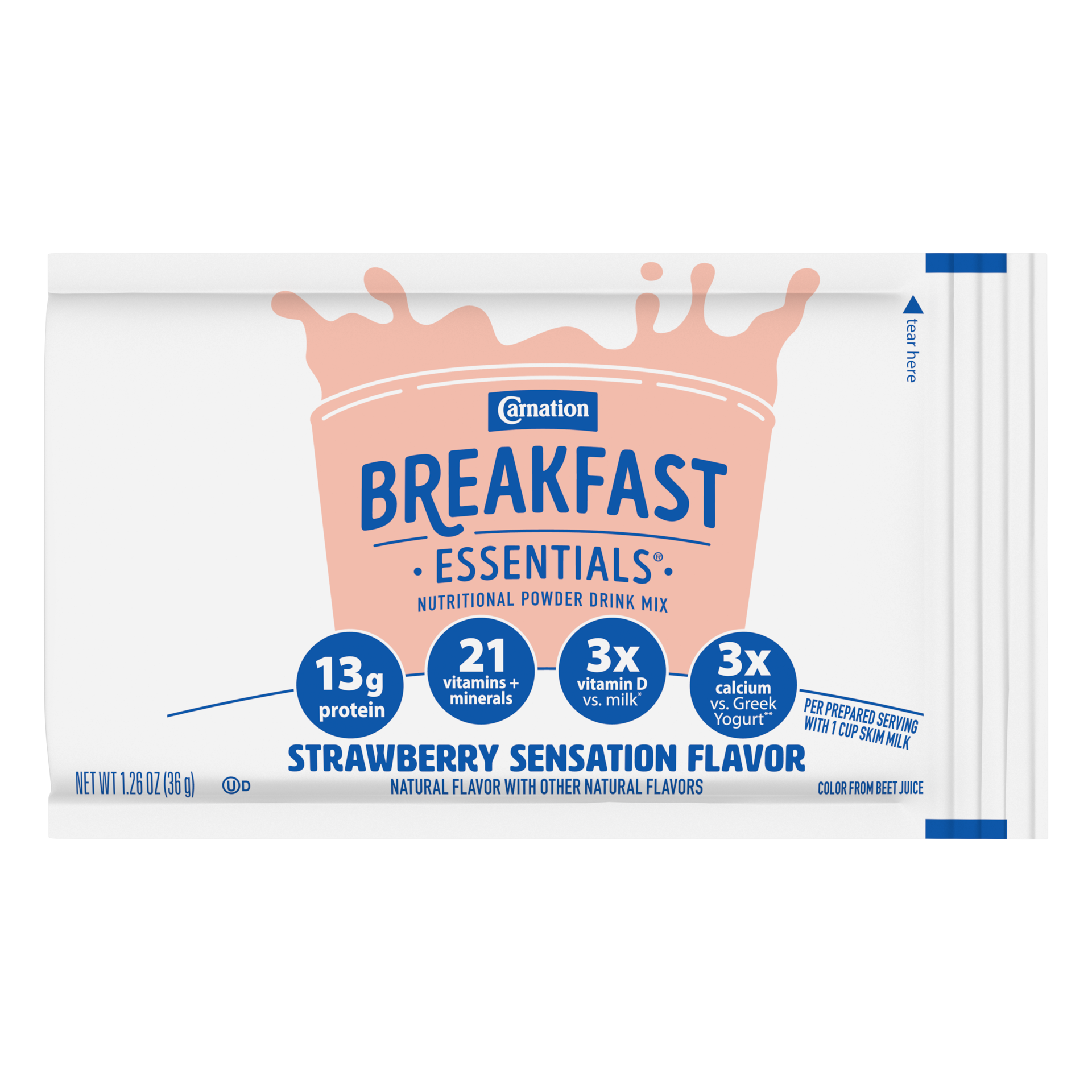 slide 1 of 1, Carnation Breakfast Essentials Strawberry Sensation - 10 ct; 1.26 oz, 1.26 oz