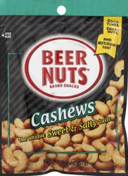 Beer Nuts Cashews 2 oz