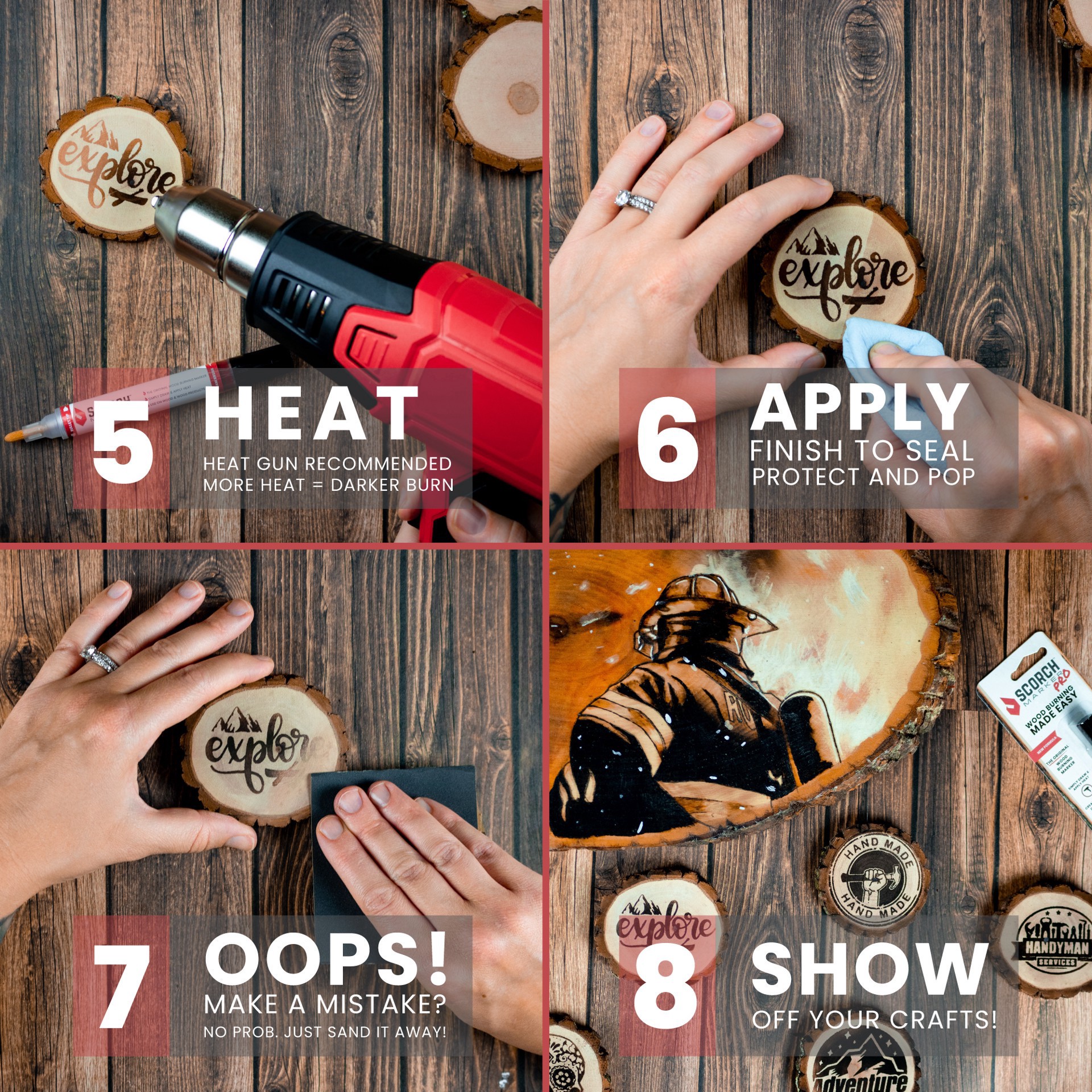 slide 6 of 11, Scorch Marker Pro, 2 in 1: comes with a bullet tip and foam brush