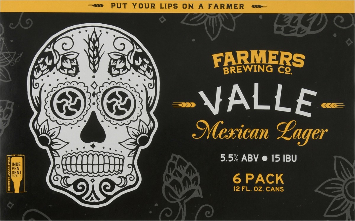 slide 1 of 10, Farmers Brewing Co. Valle Mexican Lager Beer 6-12 fl oz Cans, 6 ct