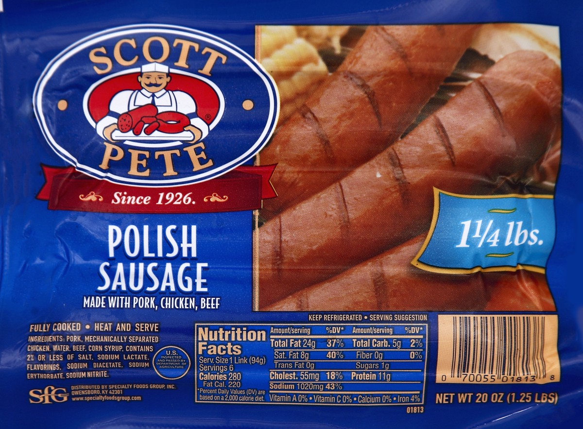 slide 3 of 5, Scott Petersen Mild Polish Sausage Links, 24 oz, 1.5 lbs, 20 oz