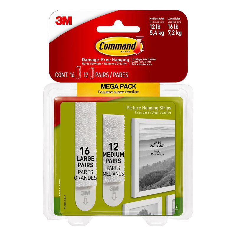 slide 1 of 10, Command Medium And Large Picture Hanging Strips, 28 ct