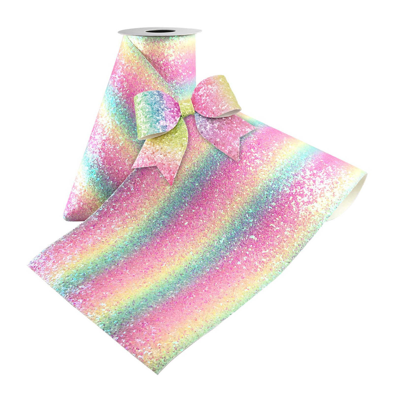 slide 4 of 5, 5.375" X 1yd. Pastel Rainbow Encrusted Glitter Ribbon By Celebrate It, 5.375 in x 1 yd