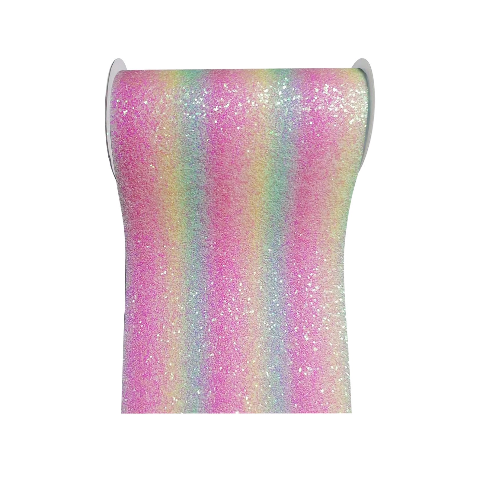 slide 2 of 5, 5.375" X 1yd. Pastel Rainbow Encrusted Glitter Ribbon By Celebrate It, 5.375 in x 1 yd