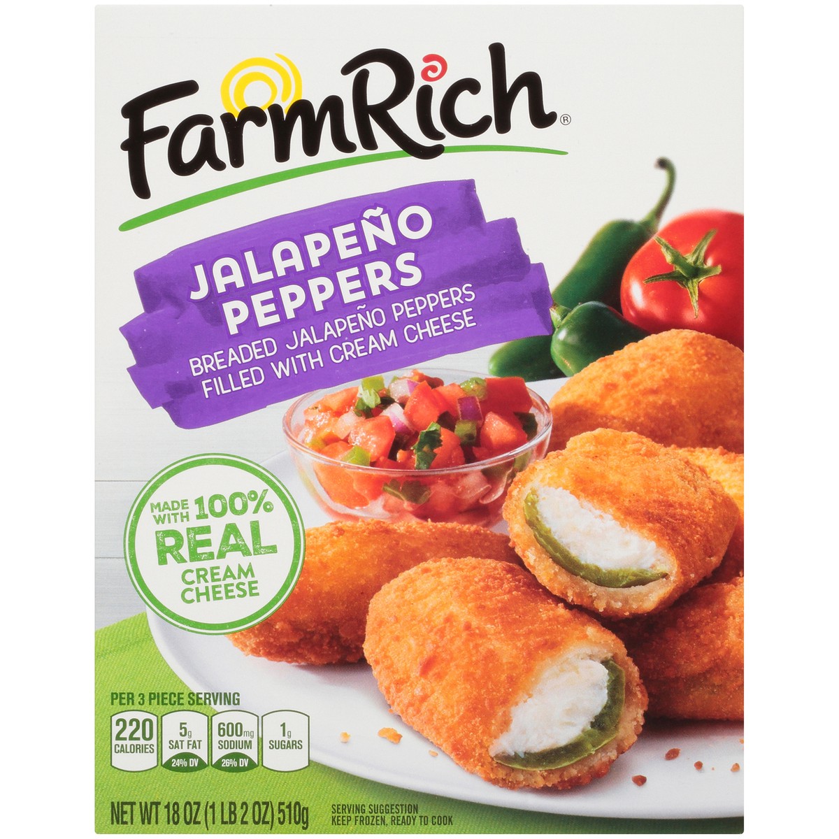 slide 1 of 25, Farm Rich® frozen jalapeño peppers, 18 oz