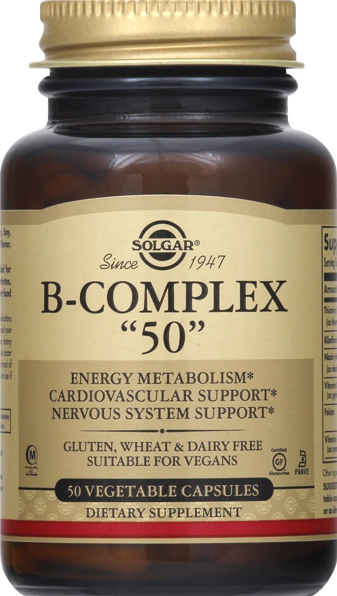 slide 6 of 7, Solgar B-Complex " Vegetable Capsules, 50 ct