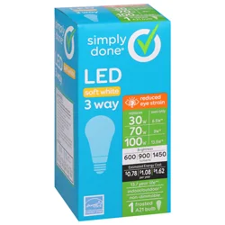 Simply Done 6.5/9/13.5 Watts Soft White 3 Way LED Light Bulb, 1 ea