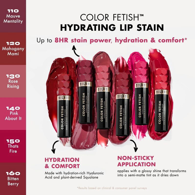 slide 6 of 8, Milani Color Fetish 160 Bitten Berry Hydrating Lip Stain 0.17 fl oz, 0.17 fl oz