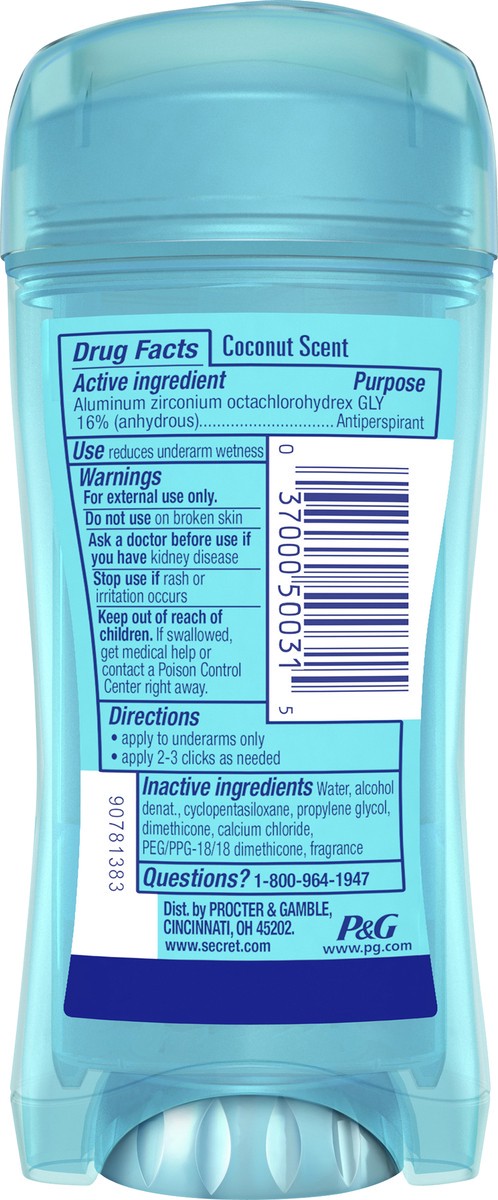 slide 2 of 5, Secret Fresh Clear Gel Antiperspirant and Deodorant for Women, Coconut Scent, 2.6 oz, 2.6 oz
