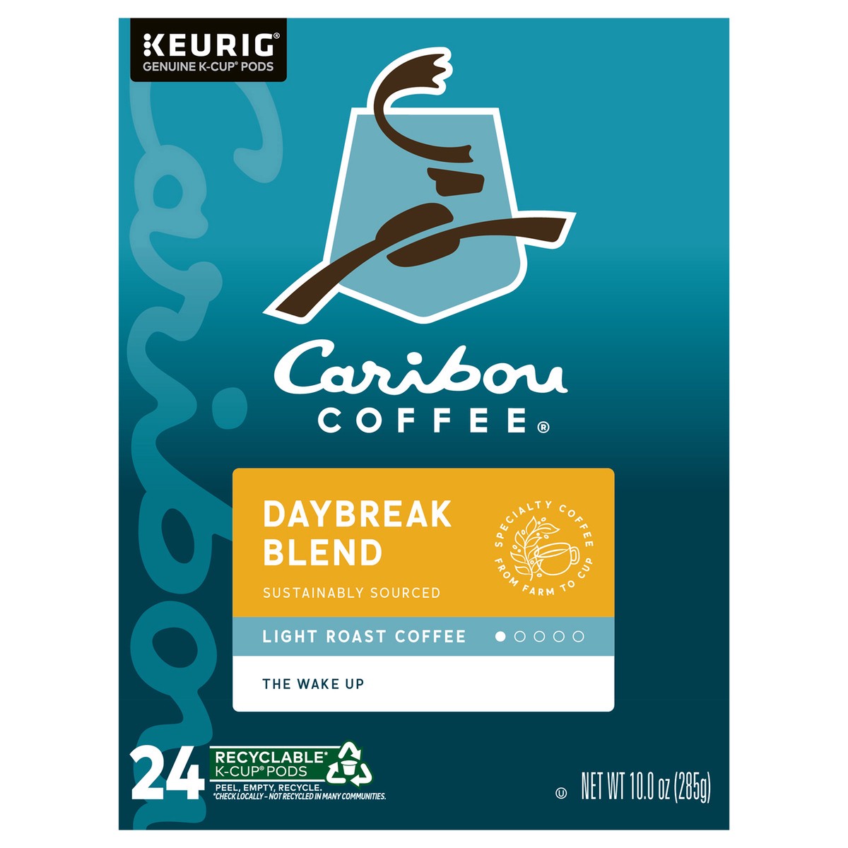 slide 1 of 10, Caribou Coffee Daybreak Blend, Keurig Single-Serve K-Cup Pods, Light Roast, 24 Count, 24 ct