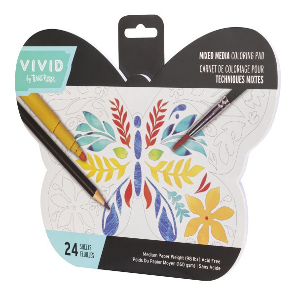 slide 7 of 8, Brea Reese Vivid by Brea Reese® Shaped Mixed Media Paper Pad, 9-3/4"" x 7-1/2"", Butterfly, Pad Of 24 Sheets, 1 ct