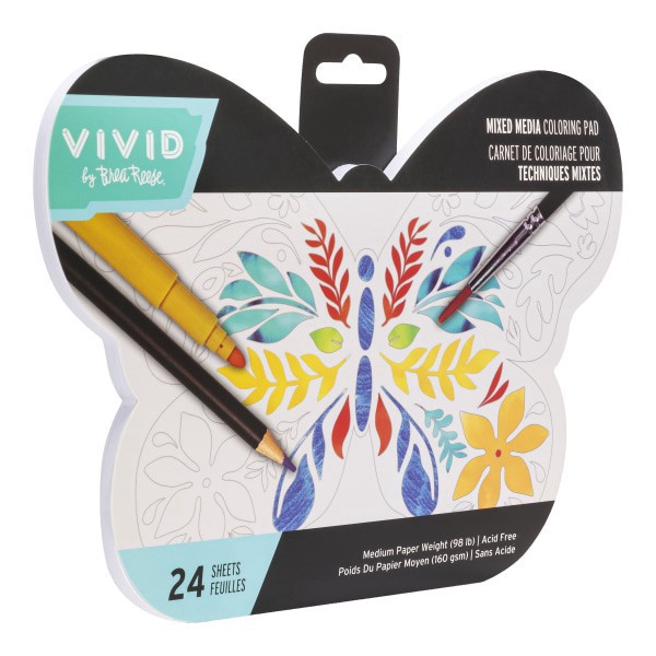 slide 6 of 8, Brea Reese Vivid by Brea Reese® Shaped Mixed Media Paper Pad, 9-3/4"" x 7-1/2"", Butterfly, Pad Of 24 Sheets, 1 ct