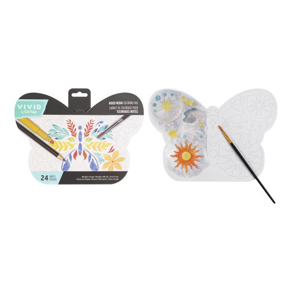 slide 4 of 8, Brea Reese Vivid by Brea Reese® Shaped Mixed Media Paper Pad, 9-3/4"" x 7-1/2"", Butterfly, Pad Of 24 Sheets, 1 ct