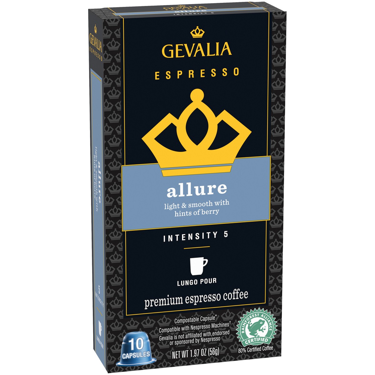 slide 3 of 13, Gevalia Expresso Allure Premium Coffee Pods for Nespresso OriginalLine Brewer, 10 ct Compatible Capsules, 10 ct