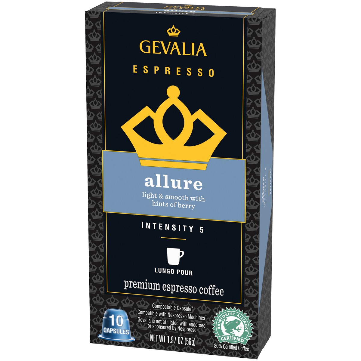 slide 2 of 13, Gevalia Expresso Allure Premium Coffee Pods for Nespresso OriginalLine Brewer, 10 ct Compatible Capsules, 10 ct