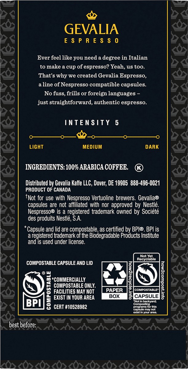 slide 8 of 13, Gevalia Expresso Allure Premium Coffee Pods for Nespresso OriginalLine Brewer, 10 ct Compatible Capsules, 10 ct