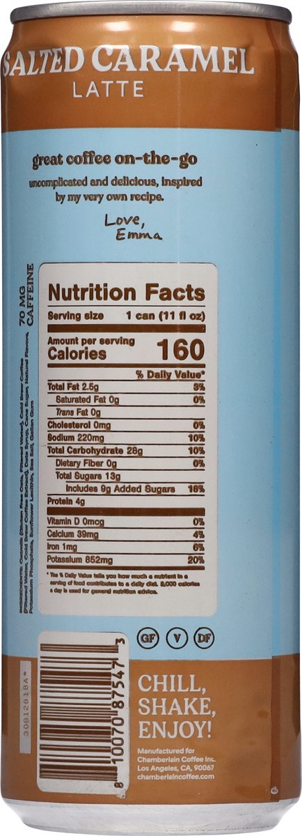 slide 6 of 12, Chamberlain Coffee Salted Caramel Latte with Oatmilk - 11 fl oz, 11 fl oz