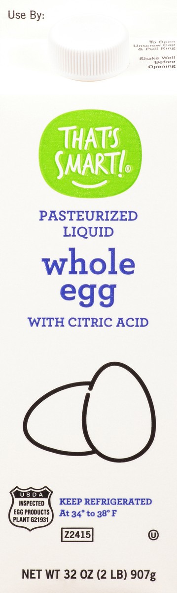 slide 12 of 16, That's Smart! Pasteurized With Citric Acid Liquid Whole Egg 32 oz, 32 oz