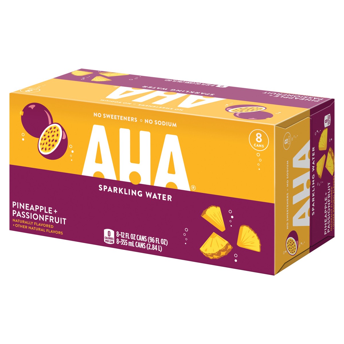 slide 6 of 12, AHA Pineapple Passionfruit Cans, 12 fl oz, 8 Pack, 8 ct; 12 oz