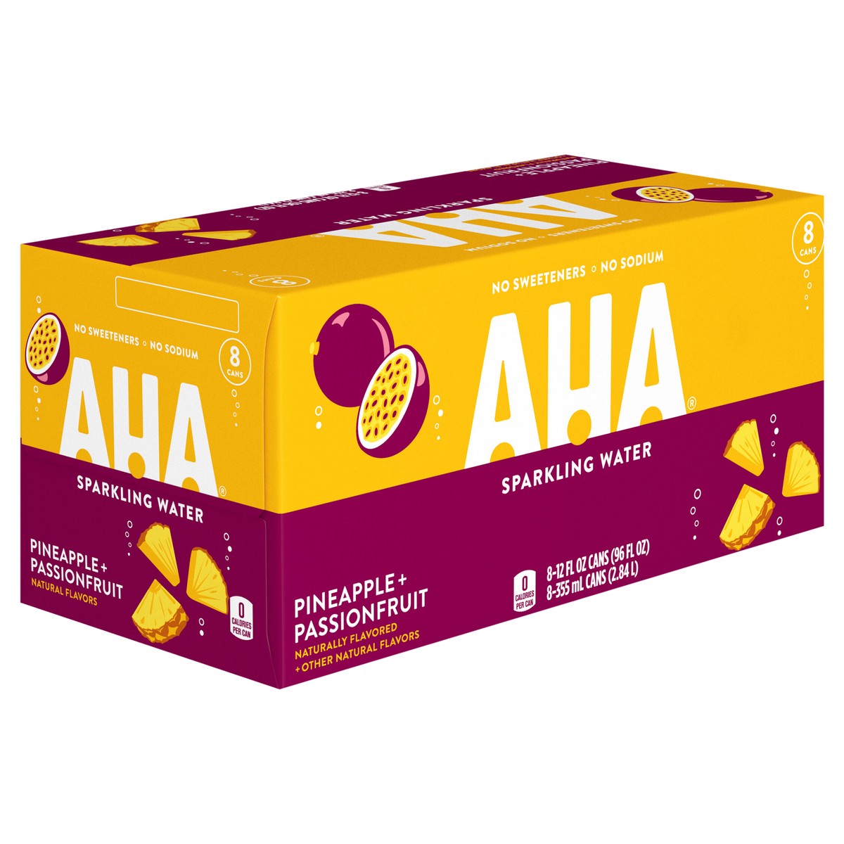 slide 8 of 12, AHA Pineapple Passionfruit Cans, 12 fl oz, 8 Pack, 8 ct; 12 oz