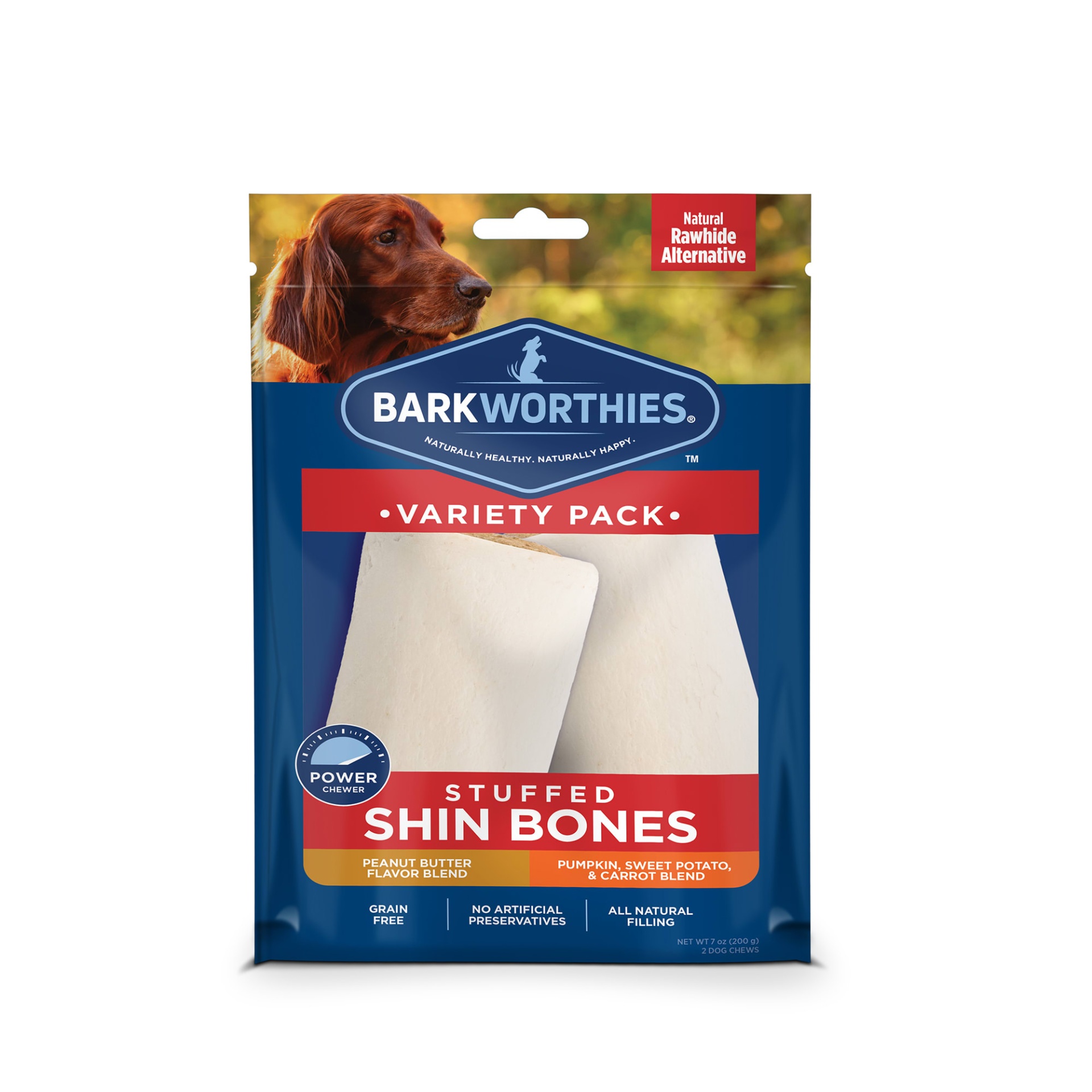 slide 1 of 1, Barkworthies 3-4" Stuffed Shin Bones Variety Pack Dog Chews, 1 ct
