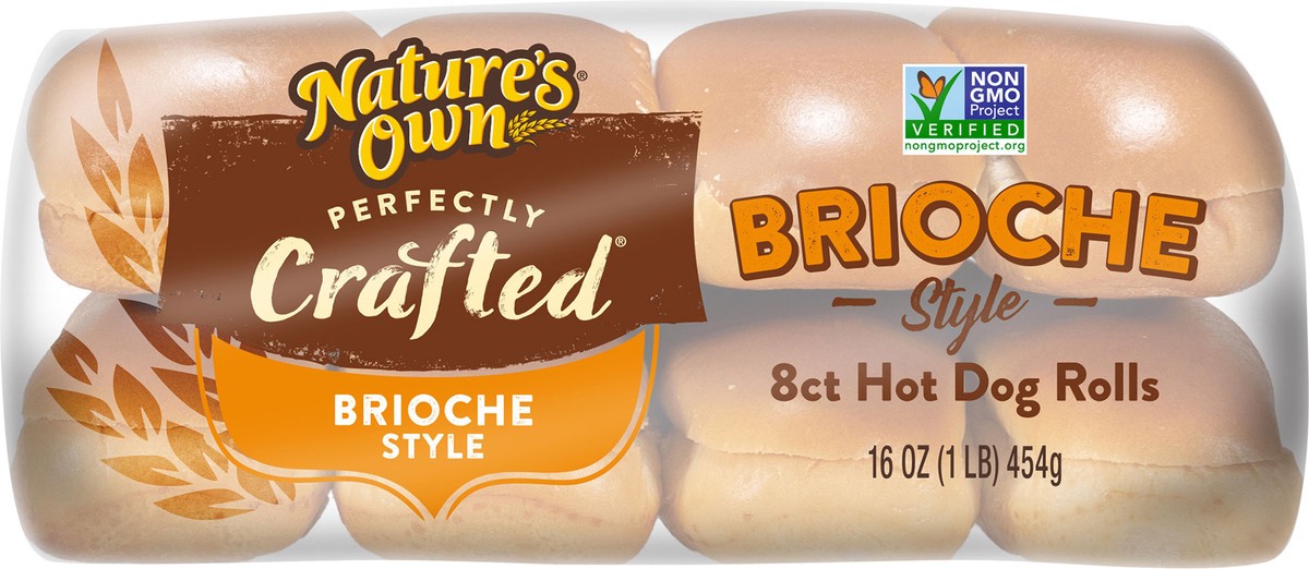 slide 6 of 8, Nature's Own Perfectly Crafted Brioche Style Hot Dog Rolls 8 ea, 18 oz