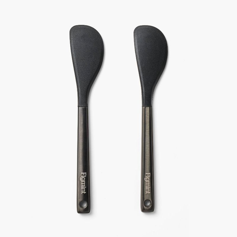 slide 1 of 4, 2pk Mini Spatula Set Matte Black - Figmint™: Stainless Steel Cookware Utensils, Dishwasher-Safe, Adult Kitchen Tools, 2 ct