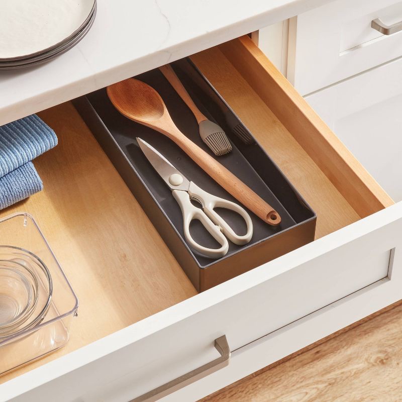 slide 2 of 3, 6"x15" Drawer Flatware Organizer Black - Brightroom™: In-Drawer Silverware Caddy, Dishwasher-Safe, Contemporary Style, 1 ct