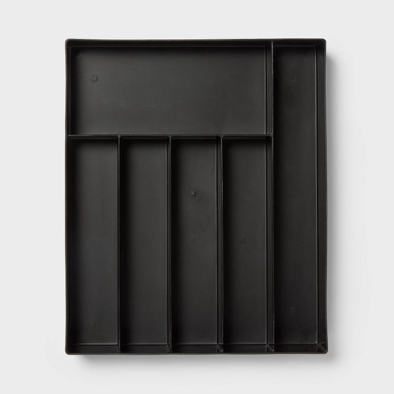 slide 3 of 3, 6 Compartment Plastic Drawer Flatware Organizer Black - Brightroom™: Silverware & Utensil Kitchen Drawer Tray, 1 ct