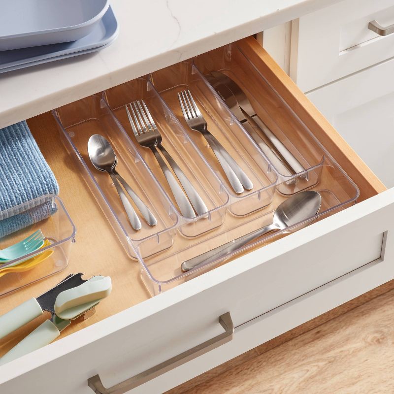 slide 2 of 3, 5 Compartment Plastic Drawer Flatware Organizer - Brightroom™, 1 ct