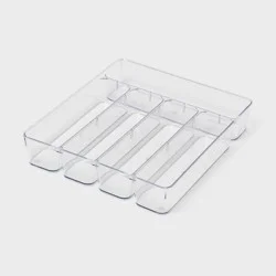 5 Compartment Plastic Drawer Flatware Organizer - Brightroom™: Clear In-Drawer Silverware Tray, Contemporary Kitchen Storage