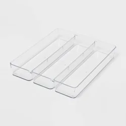 3 Compartment Plastic Drawer Flatware Organizer - Brightroom™: Clear In-Drawer Storage, Contemporary Style, 16"x13"
