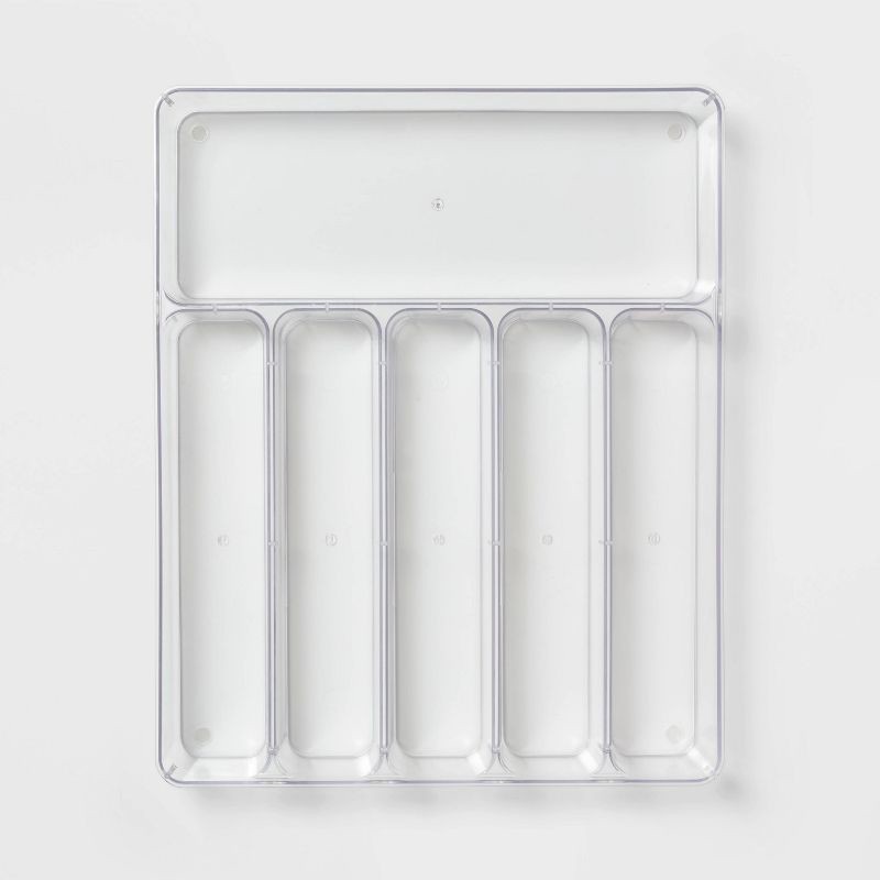 slide 3 of 3, 6 Compartment Plastic Drawer Flatware Organizer - Brightroom™: Clear In-Drawer Silverware Tray, Contemporary Style, 1 ct