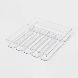 6 Compartment Plastic Drawer Flatware Organizer - Brightroom™: Clear In-Drawer Silverware Tray, Contemporary Style