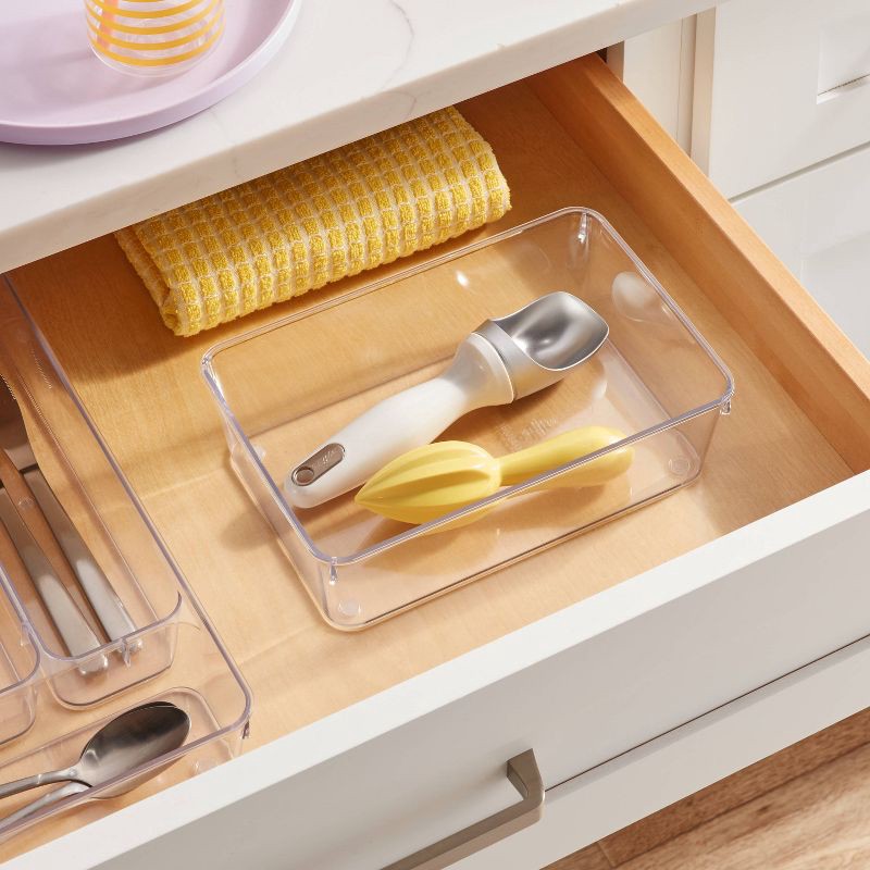 slide 2 of 3, 6"x9" Drawer Flatware Organizer - Brightroom™: Clear PETG In-Drawer Storage Tray, Contemporary Kitchen Organizer, 1 ct