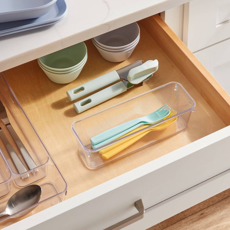 slide 2 of 3, 3"x9" Drawer Flatware Organizer - Brightroom™: Clear PETG In-Drawer Silverware Tray, Contemporary Style, 1 ct