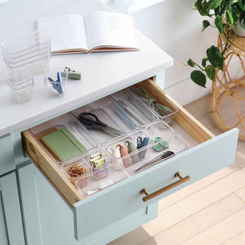 slide 2 of 4, 25pc Drawer Flatware Organizer - Brightroom™: Clear In-Drawer Storage, PETG Material, Contemporary Style, Hand Wash, 25 ct