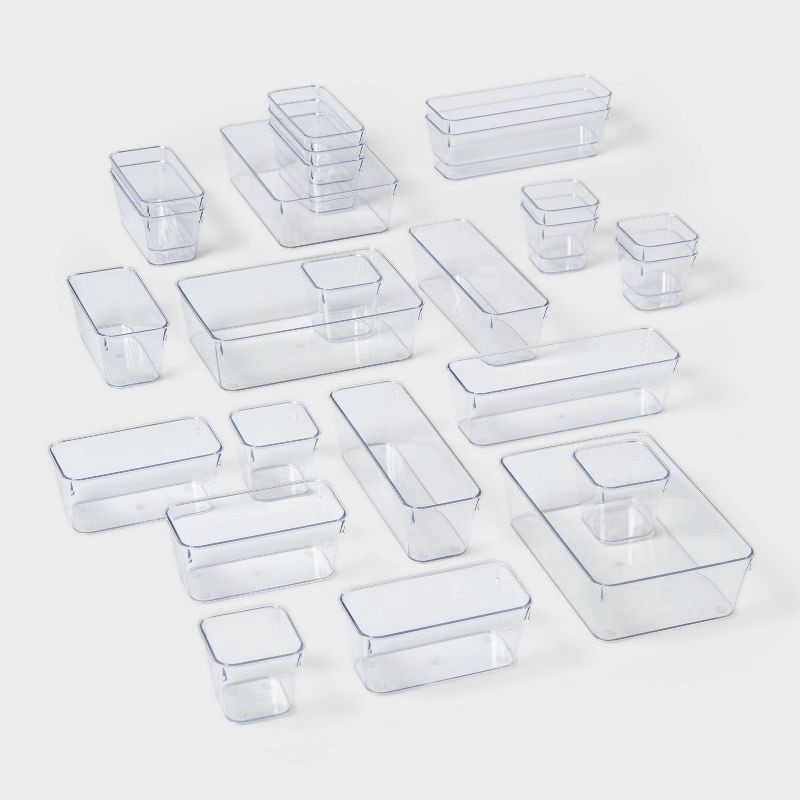 slide 1 of 4, 25pc Drawer Flatware Organizer - Brightroom™: Clear In-Drawer Storage, PETG Material, Contemporary Style, Hand Wash, 25 ct