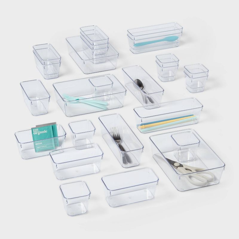 slide 4 of 4, 25pc Drawer Flatware Organizer - Brightroom™: Clear In-Drawer Storage, PETG Material, Contemporary Style, Hand Wash, 25 ct