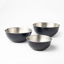 3pc Stainless Steel Mixing Bowl Set Black - Figmint™
