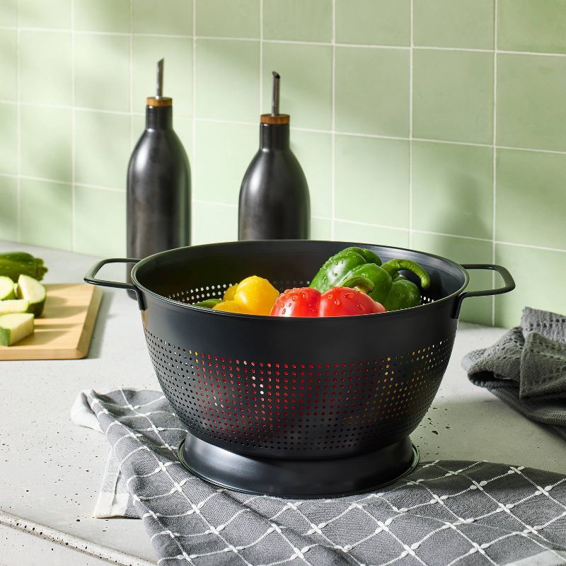 slide 2 of 3, 5qt Stainless Steel Colander Black - Figmint™, 5 qt