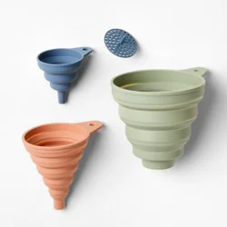 4pc Silicone Collapsible Funnel Set - Figmint™: Multicolored Kitchen & Cooking Funnels, Dishwasher-Safe, 5.59" Height