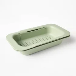 Plastic Narrow Over the Sink Expandable Colander with Soaking Tray Green - Figmint™: Strainer, Dishwasher-Safe