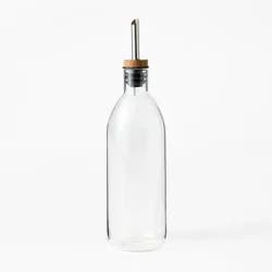 Glass Olive Oil Bottle - Figmint™: Clear Glass Oil Dispenser with Stainless Steel & Silicone Lid, 20.5 oz Capacity