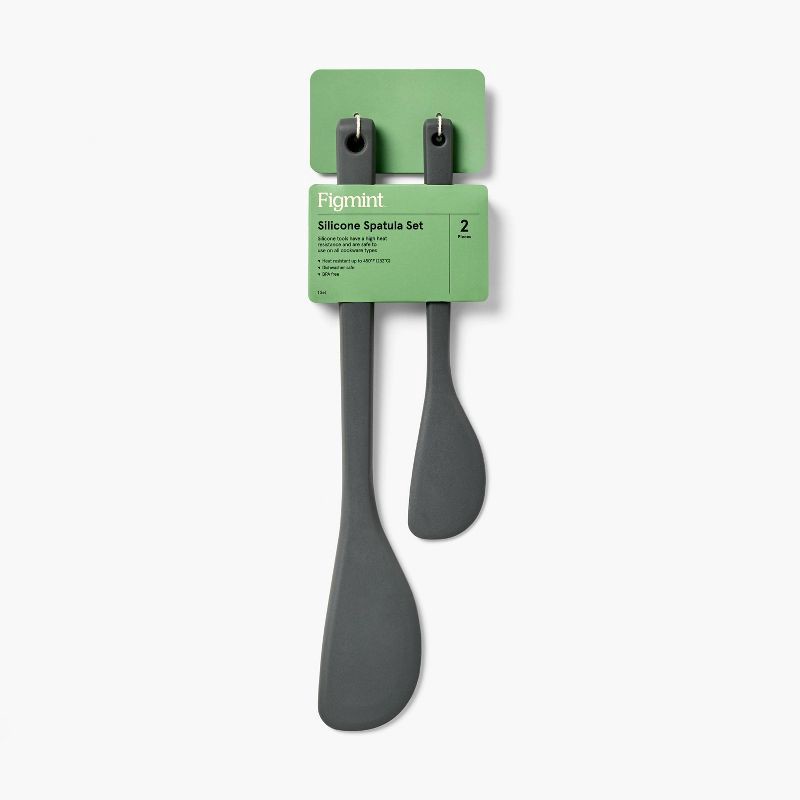 slide 4 of 5, 2pc Silicone Spatula Set Dark Gray - Figmint™: Kitchen Utensil Set, Dishwasher-Safe, Adult Cooking Tools, 2 ct