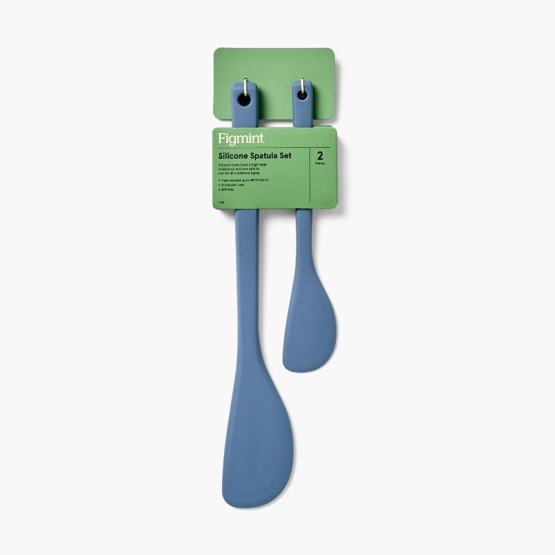 slide 4 of 5, 2pc Silicone Spatula Set Blue - Figmint™: Kitchen Utensil Set, Dishwasher-Safe, Includes Mini Spatula, 2 ct
