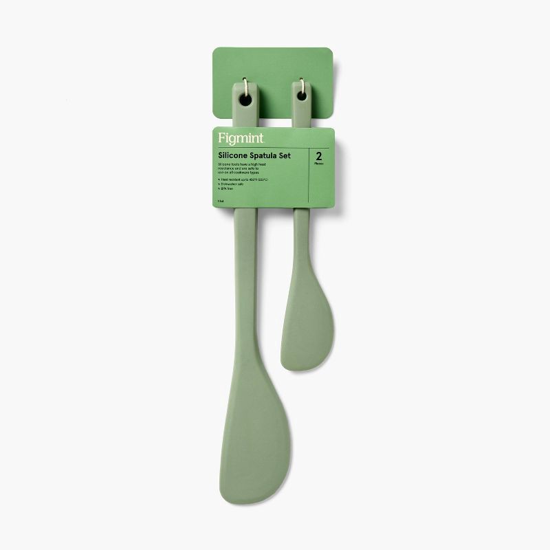 slide 4 of 5, 2pc Silicone Spatula Set Sage Green - Figmint™: Kitchen Utensil Set, Dishwasher-Safe, Adult Use, 2 ct
