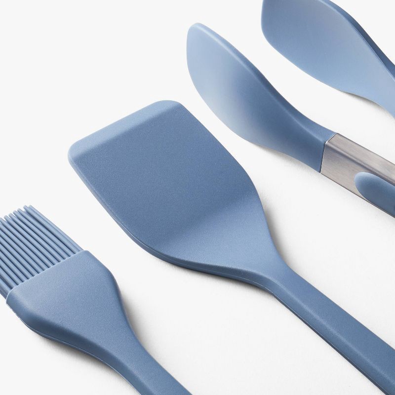 slide 3 of 5, 3pc Silicone Mini Turner Basting Brush and Tongs Set Blue - Figmint™: Kitchen Utensils, Dishwasher-Safe, Adult Use, 3 ct