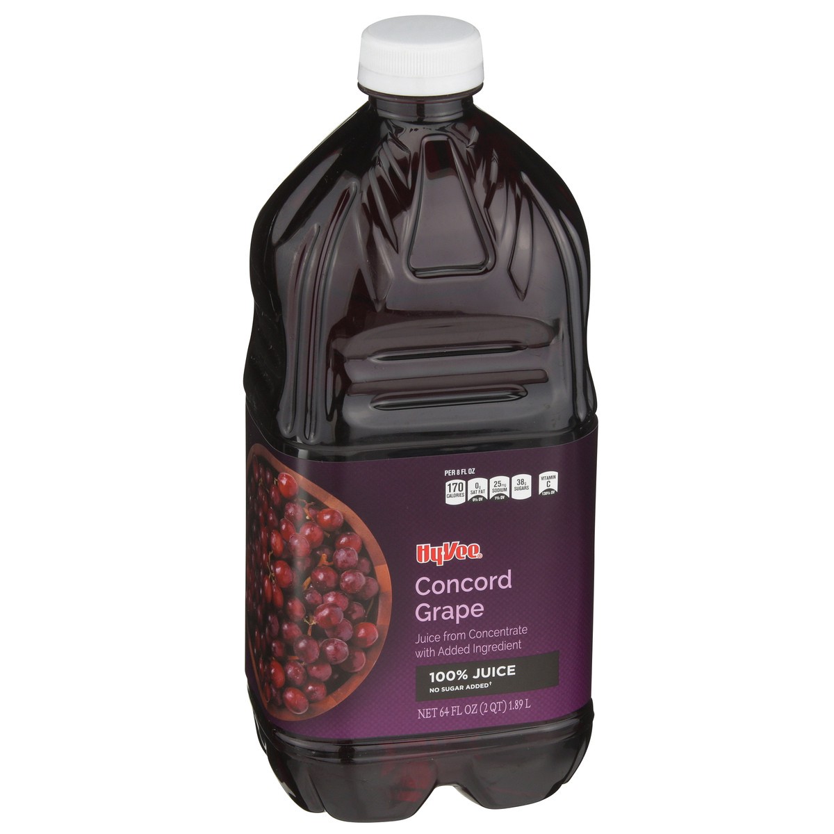 slide 2 of 8, Hy-vee 100% Concord Grape Juice From Concentrate - 64 fl oz, 64 fl oz